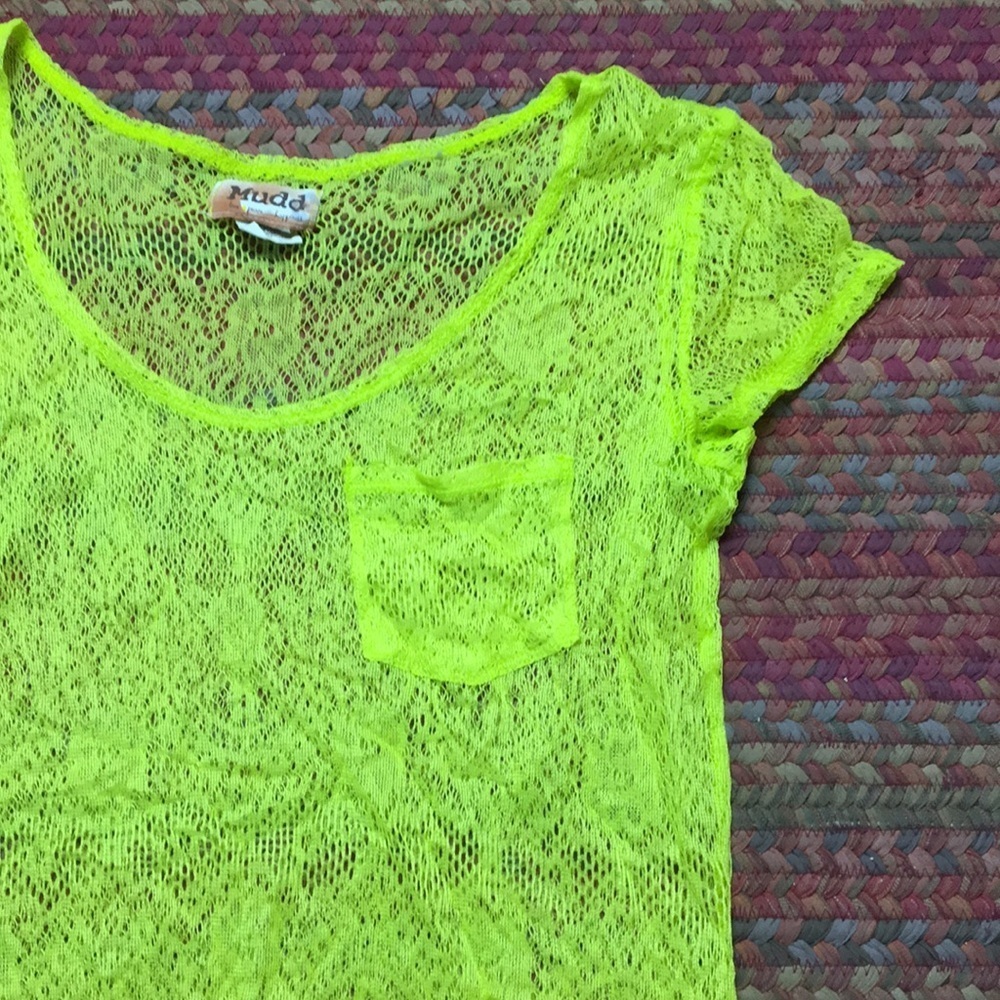 Mudd Neon Yellow Lace Short Sleeve Tee